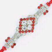 Beautiful White Jewel Silver Touch Rakhi