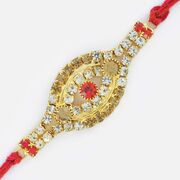 Tri-Color Diamonds Eye Look String Rakhi