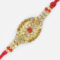 Tri-Color Diamonds Eye Look String Rakhi