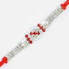 Glass Base white and Red Color Diamond Rakhi for Bahiya