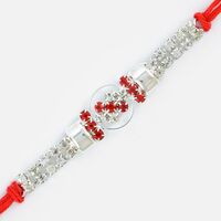 Glass Base white and Red Color Diamond Rakhi for Bahiya