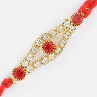 Golden with Diamond Studded Stylish Rakhi