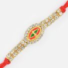 Sindoori Color Base Golden Design Studded Diamond Rakhi 