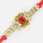 Amazing Floral Design Tri-Color Diamond Rakhi 