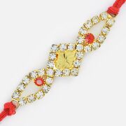 Double String golden Base Square Shape Jewel Rakhi