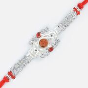 Jewel Central Embossed Rudraksh Silver Rakhi
