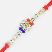 Tri-Color Diamonds Linear Rakhi