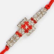 Bi-Color Diamonds Linear Rakhi