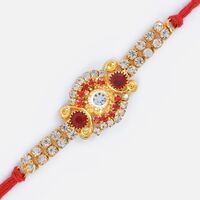 Uniquely Designed Golden Rakhi with Diamonds