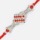 Gracious Precious Bi-Color Diamond Rakhi Red Dori