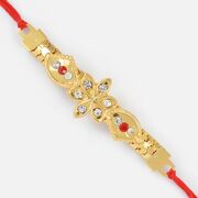 Simply Elegant Diamond Golden Color Floral Rakhi