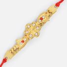 Simply Elegant Diamond Golden Color Floral Shape Jewel Rakhi