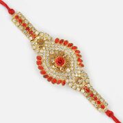 Superb and Fancy Diamond Golden Flower Rakhi