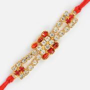 Marvellous Combination of Diamonds in Silver n Base Red Dori