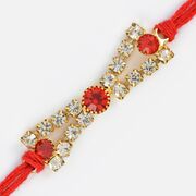 Golden with Diamond Studded Stylish Jewel Rakhi