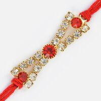 Golden with Diamond Studded Stylish Jewel Rakhi