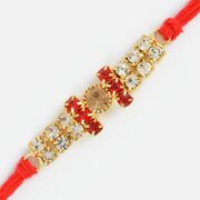Central Stone Base Golden Jewel Rakhi