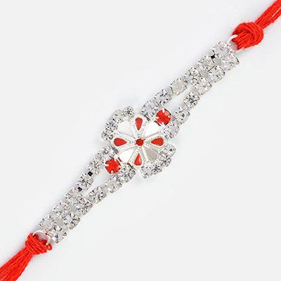 Diamond Special Red and Silver Rakhi for Brother