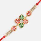 Floral Shape Kundan Work Designer Rakhi