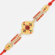 Incredible Diamond Unique Designer Rakhi in Golden Base