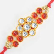 Flower Shape Design Colorful Jewel Studded New Designer Jewel Rakhi for Brother