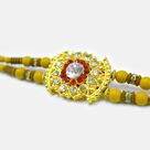Modern Design Rich Looking Golden Base Jewel Studded Rakhi for Brother