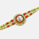 Big Diamond Surrounded by Small Jewels Color Beaded Jewel Rakhi for Brother