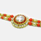 Big Diamond Surrounded by Small Jewels Color Beaded Jewel Rakhi for Brother
