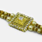 Square Shape Design Golden Color Design Jewel Studded Beaded Rakhi 