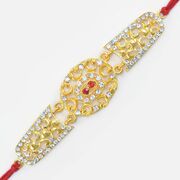 Antique Shape Design Marvelous Looking Jewel Rakhi for Brother
