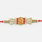 Divine Swastika On Jewel Studded Rakhi with Mauli Thread Attractive Jewel Rakhi