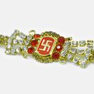 Divine Swastika On Jewel Studded Rakhi with Mauli Thread Attractive Jewel Rakhi