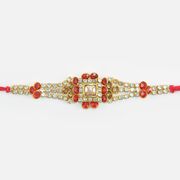 Pearl and Colorful Jewel Studded Unique Shape Design Rakhi