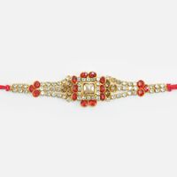 Pearl and Colorful Jewel Studded Unique Shape Design Rakhi