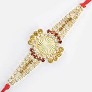 Golden Base Design Colorful Jewel Design Marvelous Rakhi for Brother
