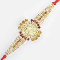 Golden Base Design Colorful Jewel Design Marvelous Rakhi for Brother