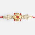 Beautiful Flower Shape Jewel Studded New Design Rakhi for Brother