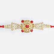 Beautiful Flower Shape Jewel Studded New Design Rakhi for Brother