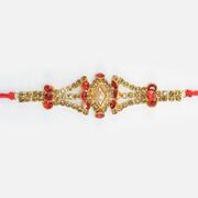 Triangle Shape Pearl Studded Antique Rakhi for Brother