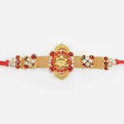 Golden Flower in Jewel Ring New Design Rich Jewel Rakhi
