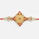 Square Shape Design Jewel Studded Nice Looking Bhai Rakhi