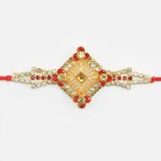 Square Shape Design Jewel Studded Nice Looking Bhai Rakhi