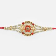Triangle Shape Pearl and Shining Jewel Studded Amazing Looking Rakhi
