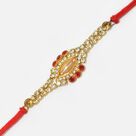 Pearl and Jewel Studded Stunning Looking Sacred Mauli Jewel Rakhi for Brother