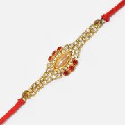Pearl and Jewel Studded Stunning Looking Sacred Mauli Jewel Rakhi for Brother