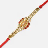 Pearl and Jewel Studded Stunning Looking Sacred Mauli Jewel Rakhi for Brother
