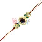 Oval Charming Kundan Golden Work Diamond Jewels Rakhi
