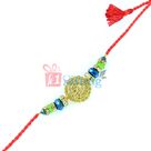 Magical Sparkling Stone Work Diamond Jewels Round Colorful Rakhi