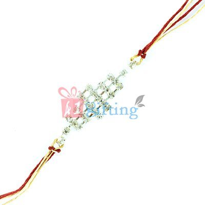 Diamond Stairs - Silver Plaited Jewels Fancy Rakhi for Brother