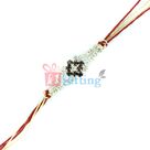 Endeavoring Diamond Decked Rakhi in Bi-color Stones
